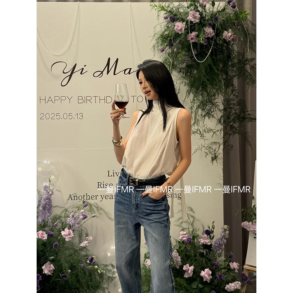 IFMR通勤韩系简约飘带荡领休闲宽松ins风无袖百搭小衫上衣女夏F