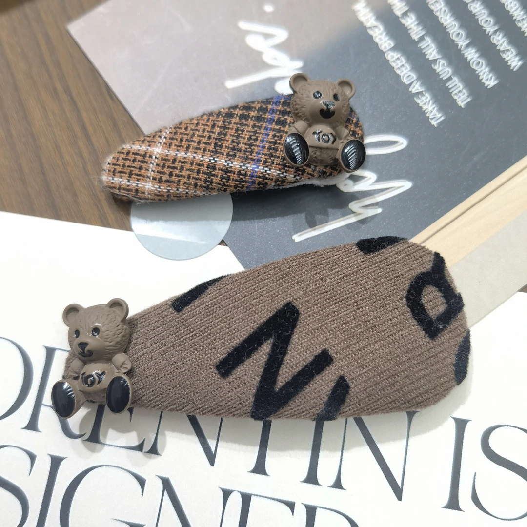 A801咖啡色小熊大小掰掰夹一对