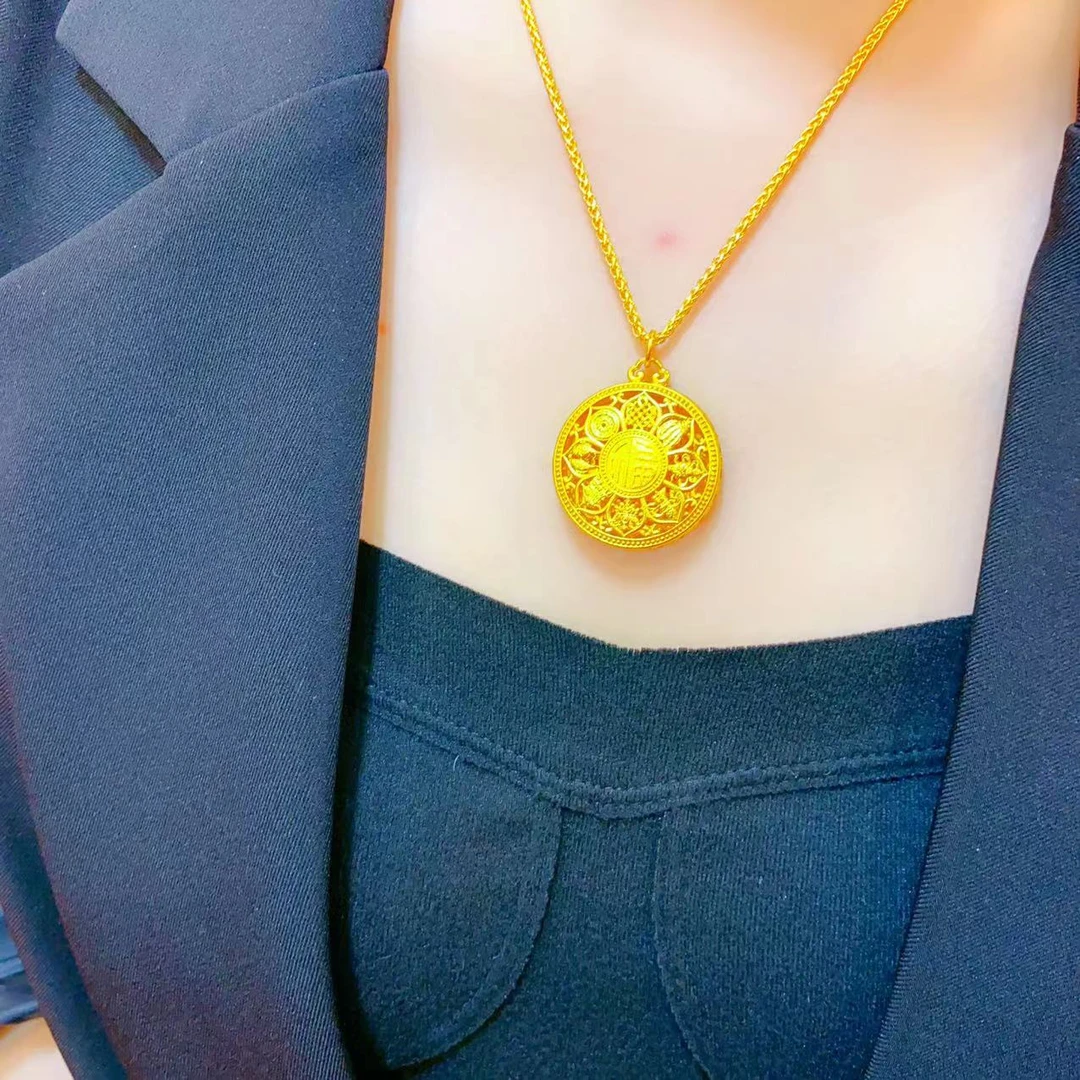 铜合金项链 双面爱上高奢八宝罗盘项链