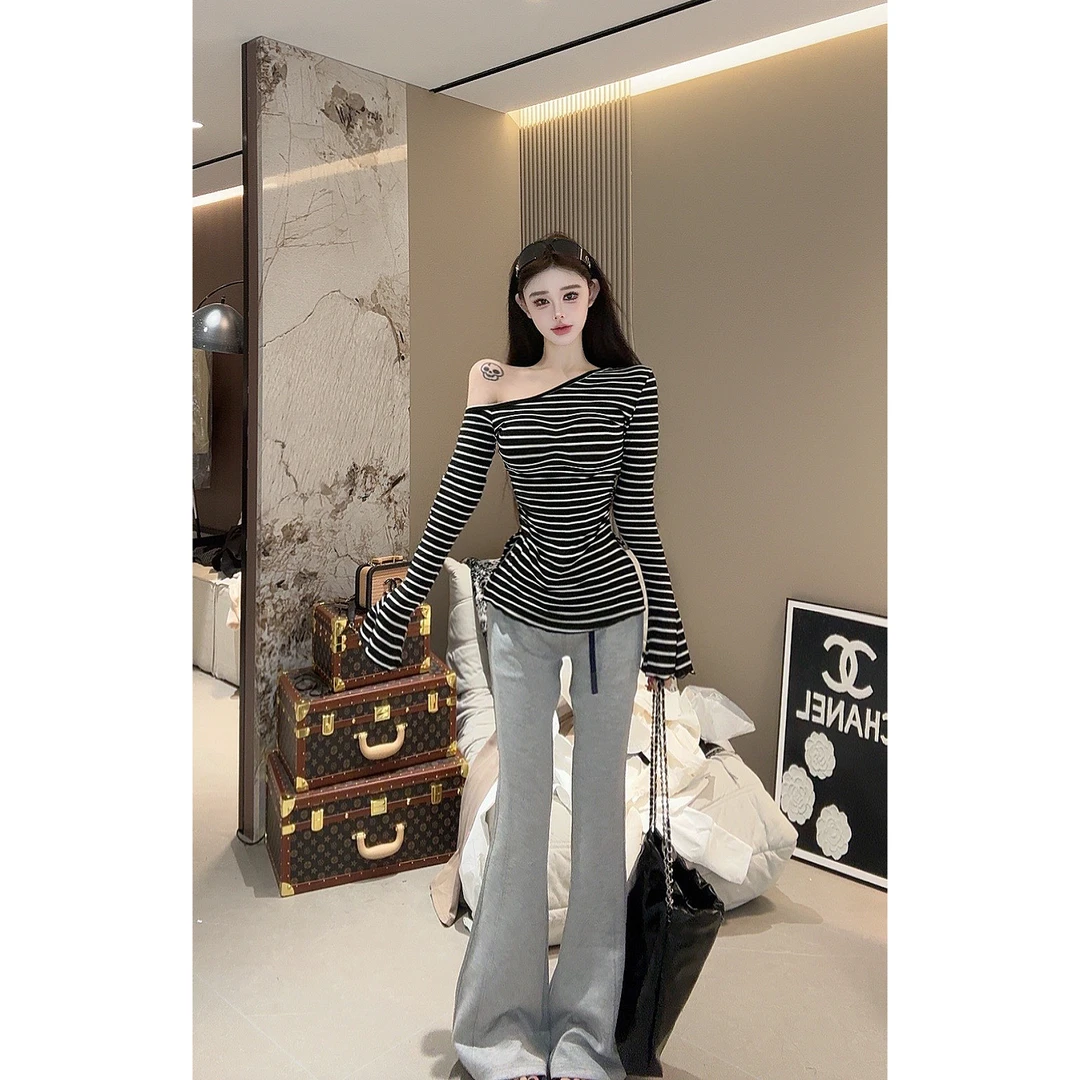 橙路【定制款休闲微喇叭裤】