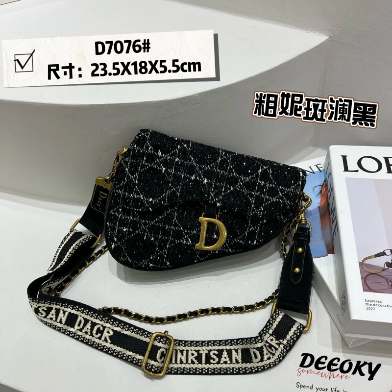 【特特甄选】ZT-D7076-斑澜黑马鞍包单肩包牛皮包绣线时尚女包