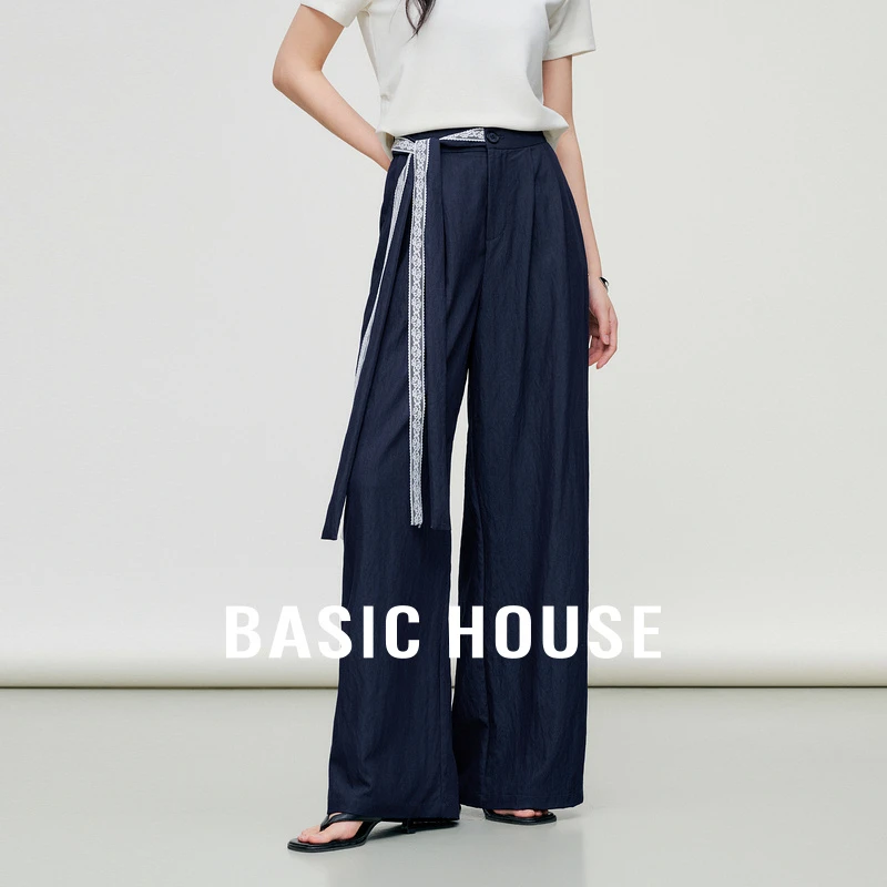 Basic House/百家好夏季纯欲慵懒风女知性风洋气长裤-B0625B55002