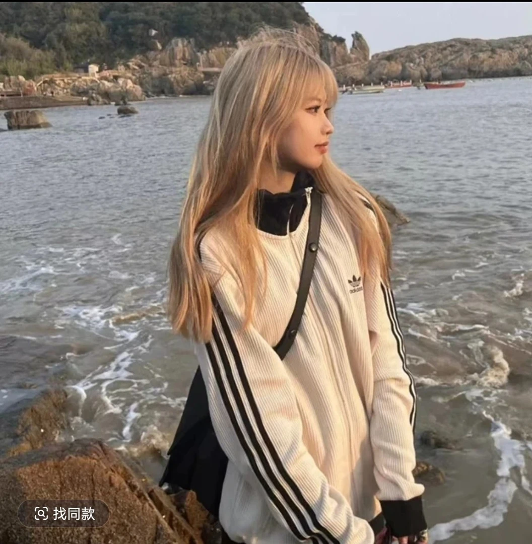 【梓愉同款】Jennie同款拉链秋冬季立领薄款刺绣华夫格外套8953