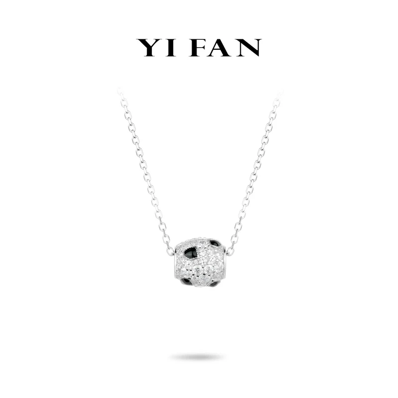 坠链均925银合成锆石 20111-黑白豹纹满钻路路通豪镶百搭项链