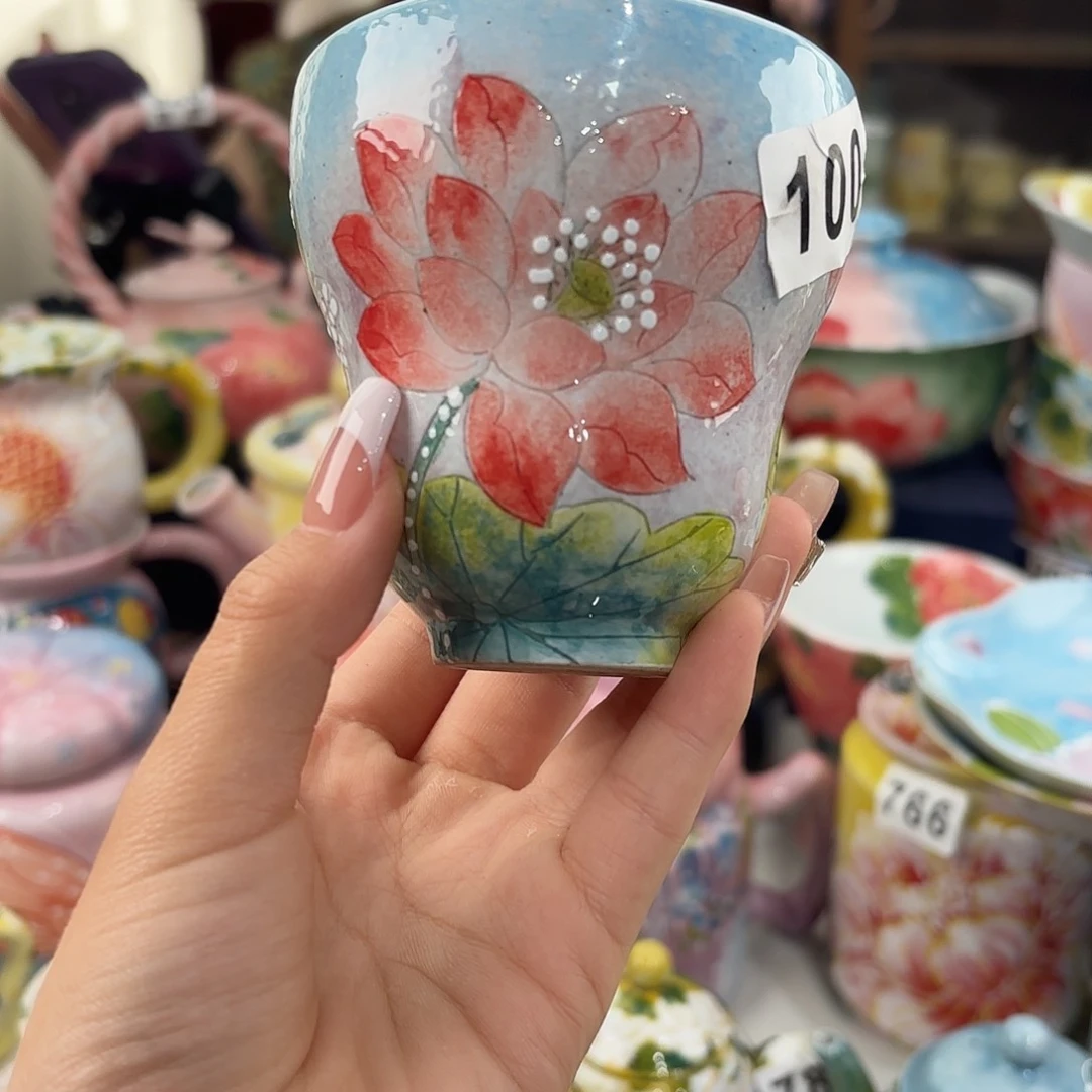 瓷片景德镇手绘高温釉下彩陶瓷茶具