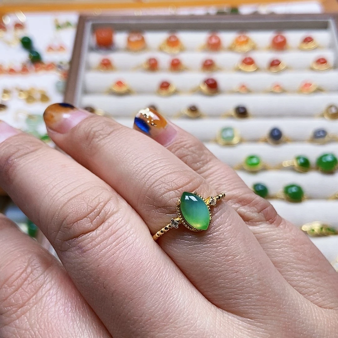 和田玉戒指银S925镶嵌