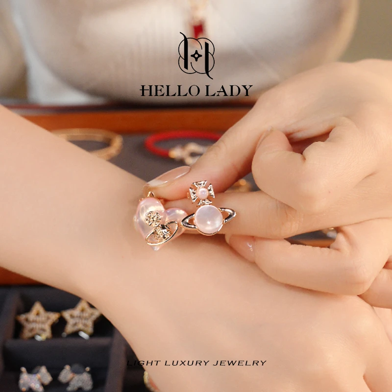 【V金版本】精工CNC 粉色星球耳钉1477