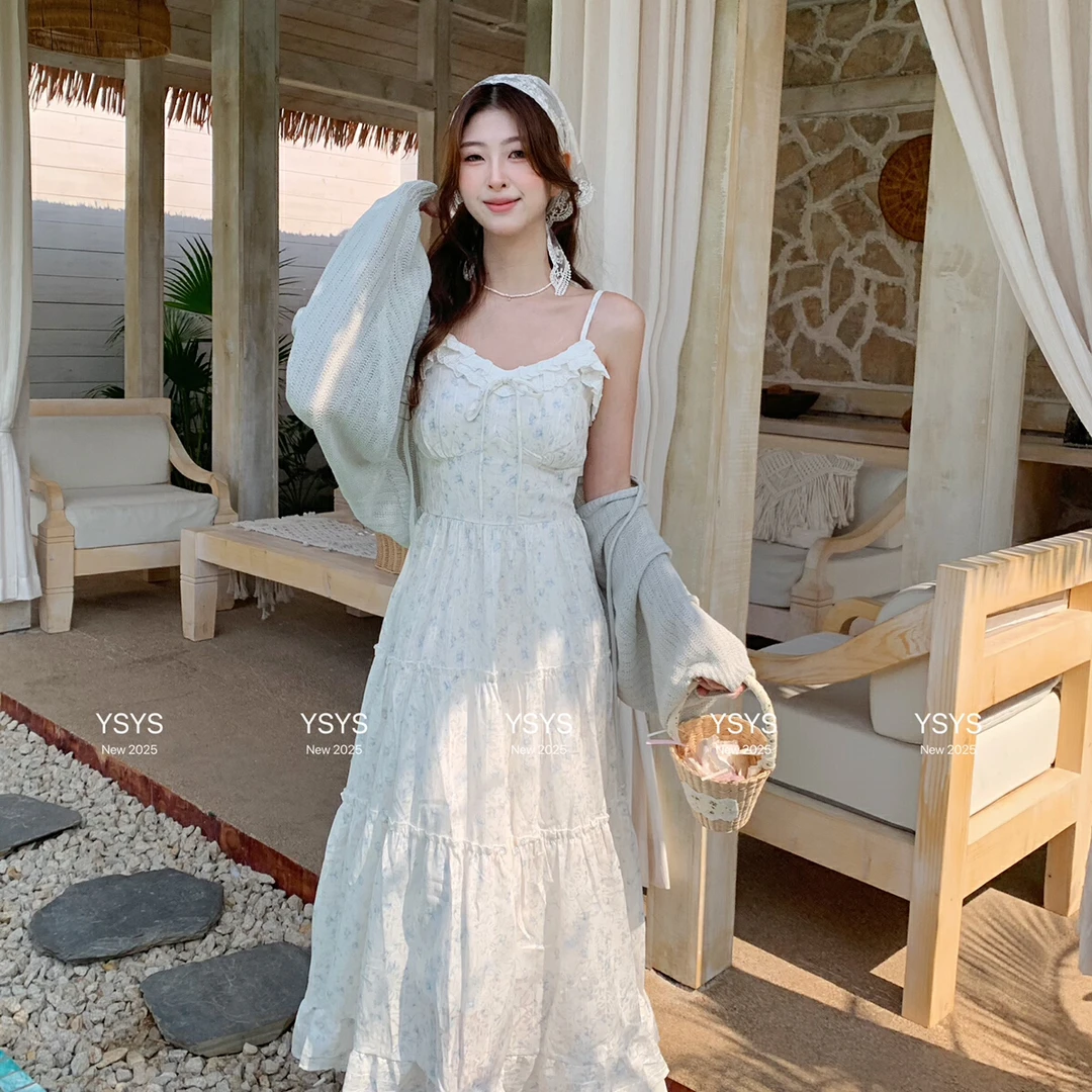 夏上新！甜美风碎花花边款吊带连衣裙  6003#  ZZXY