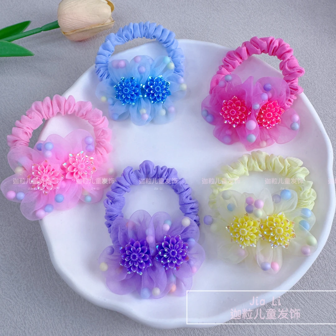 迦粒儿童头绳莲花彩色发圈扎丸子头马尾发饰小清新弹力头饰小女孩