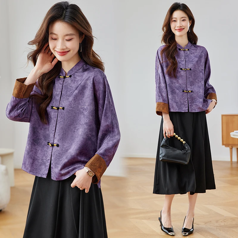 2025秋季新中式国风宽松外套高端复古立领开衫高级感上衣长袖外套