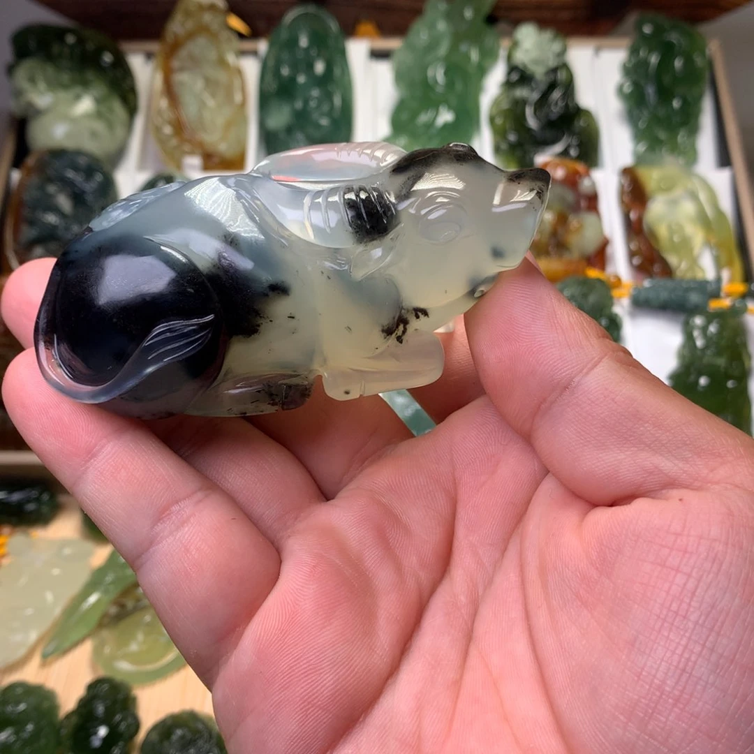 岫玉未镶嵌岫玉手把件荆**身