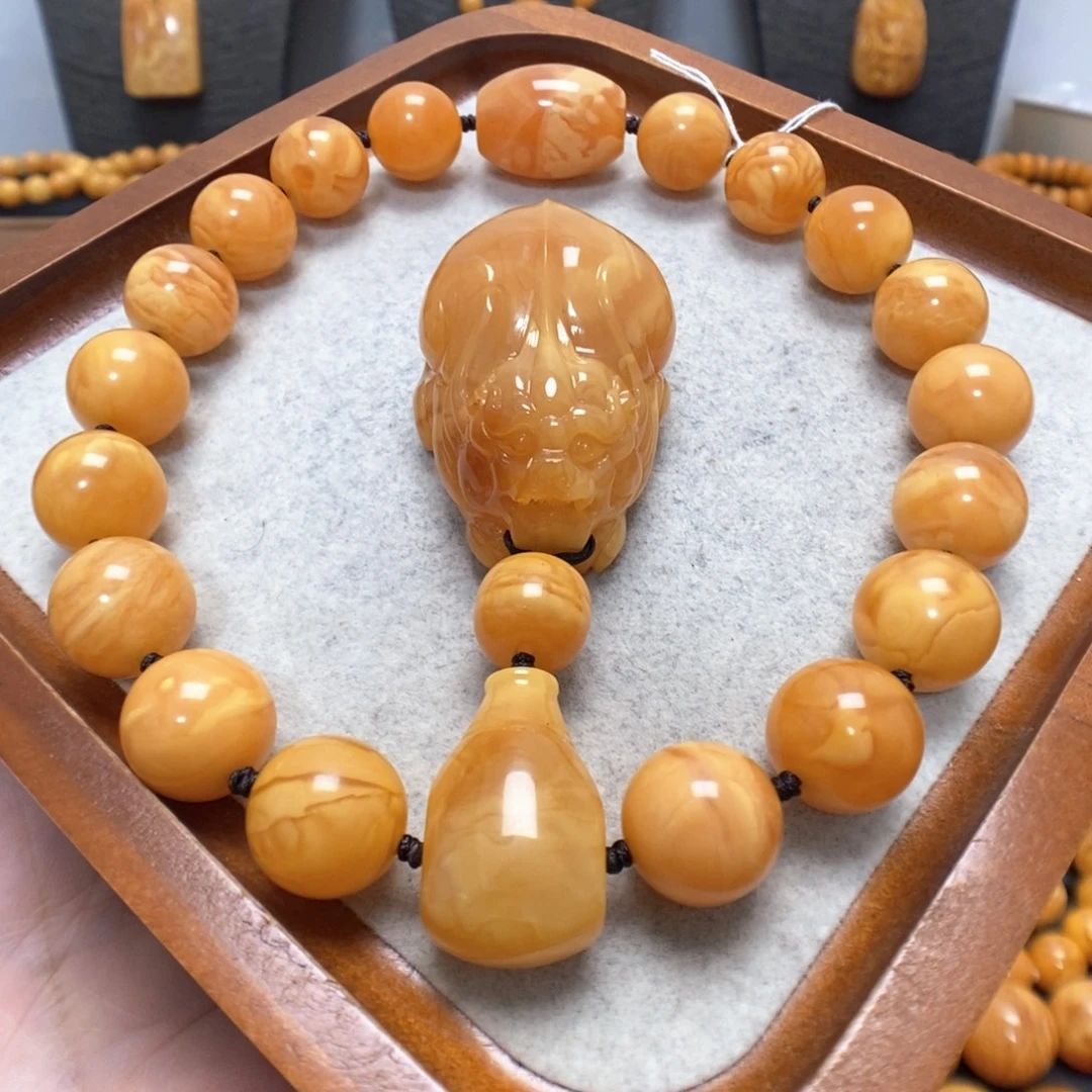 蜜蜡未镶嵌手串定制手持