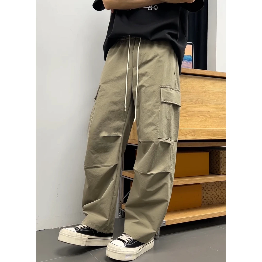 26000春季长裤轻弯刀直筒宽松休闲工装裤高街百搭日系港风多口袋