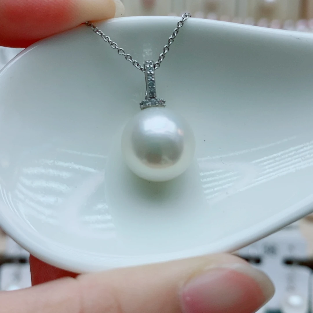 淡水珍珠银S925镶嵌颈饰12.2