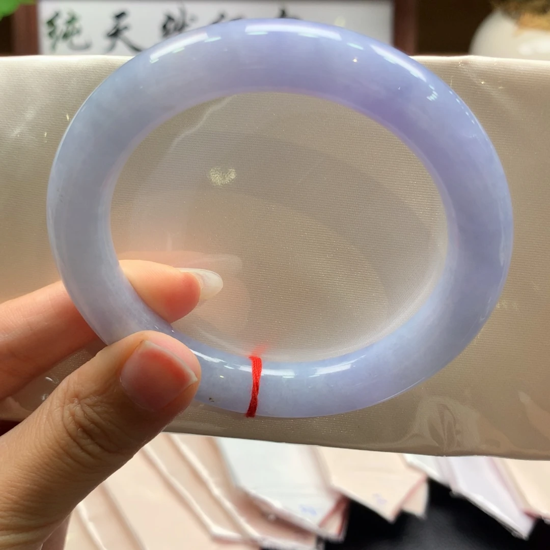 翡翠未镶嵌手镯薰衣草紫圆条41号
