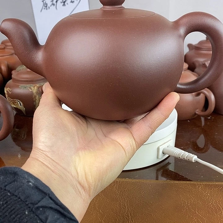 果***果紫砂茶壶老紫泥圆珠620cc