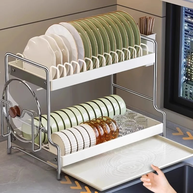厨房碗碟架沥水架家用台面多功能碗柜放碗置物架筷子盒碗盘收纳架