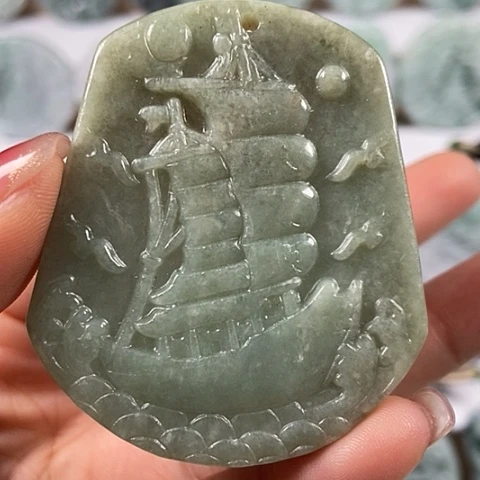 翡翠颈饰未镶嵌一帆风顺福利