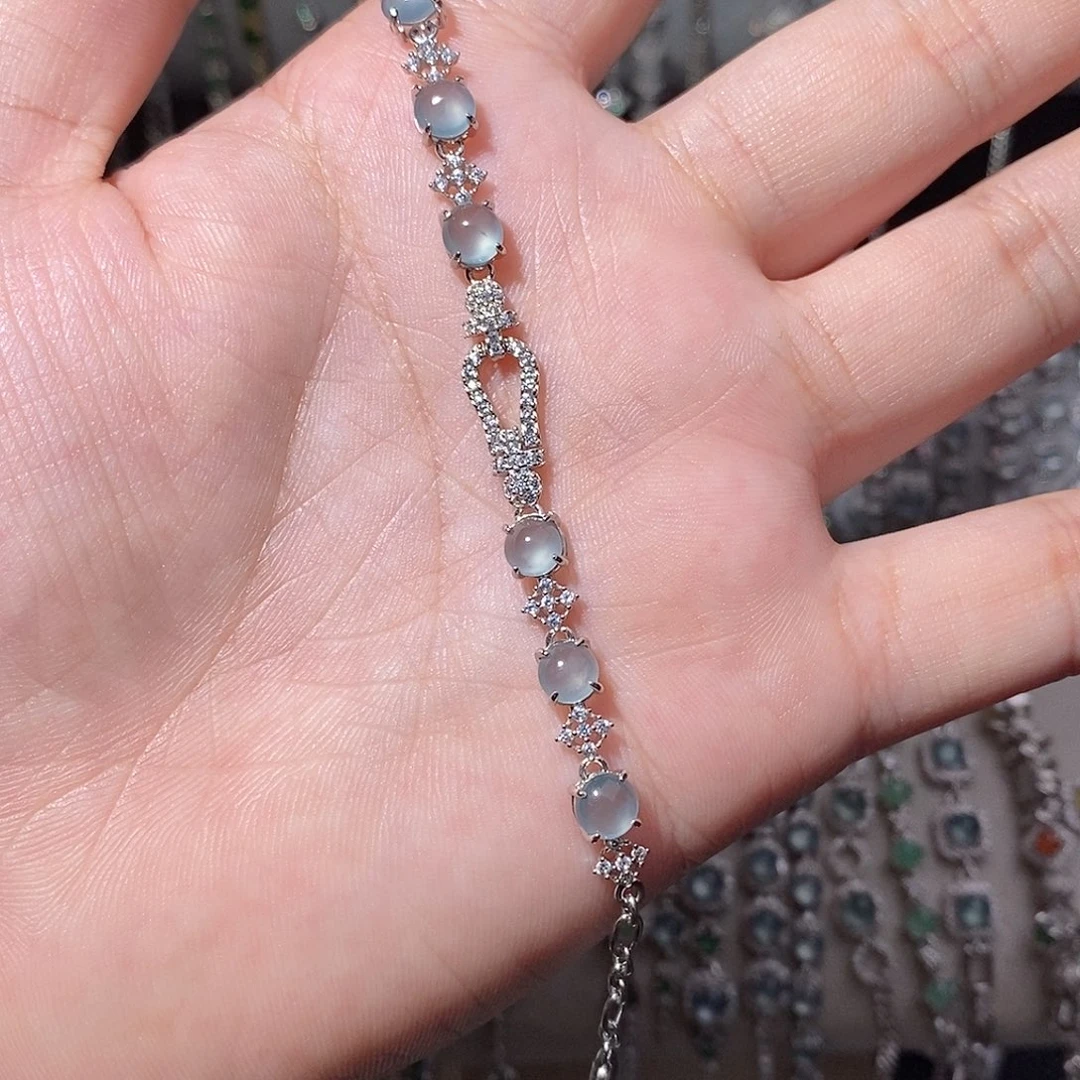 银S925镶嵌手链翡翠k j k