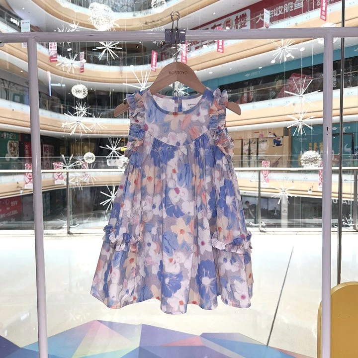 皇室童缘童装2025夏季新品时尚休闲甜美满印连衣裙17680470036