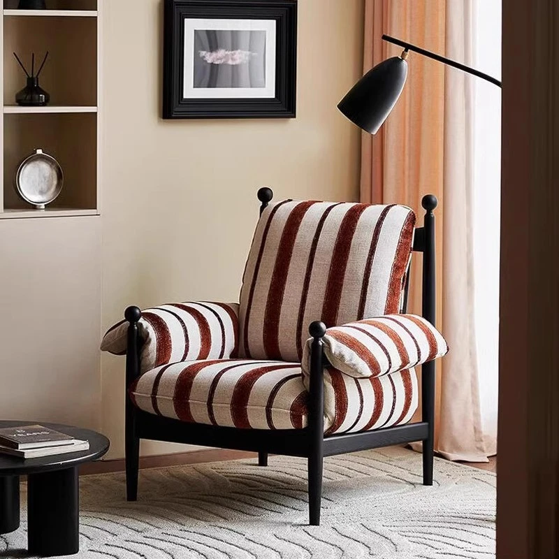 法式复古赤乌椅客厅阳台设计师靠背单人沙发椅中古风休闲懒人椅子