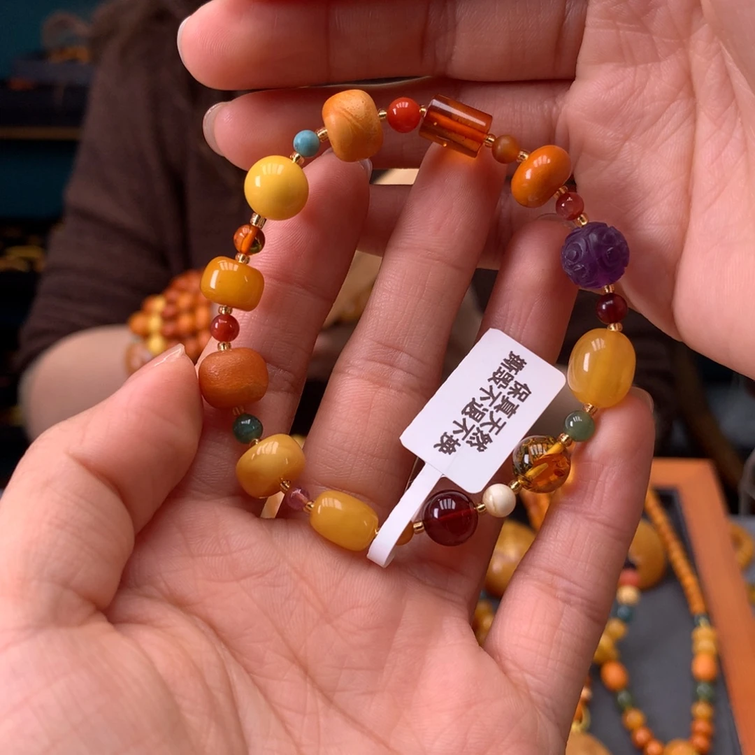 琥珀未镶嵌手串微瑕