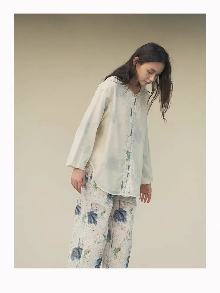 朵朵可可睡衣女2025春夏新款新中式国风纯棉印花长袖家居服套装