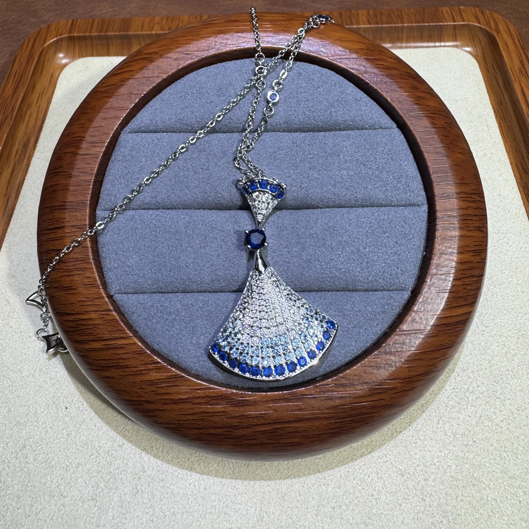 非金属珐琅项链 蓝色 扇子设计款项链 L49