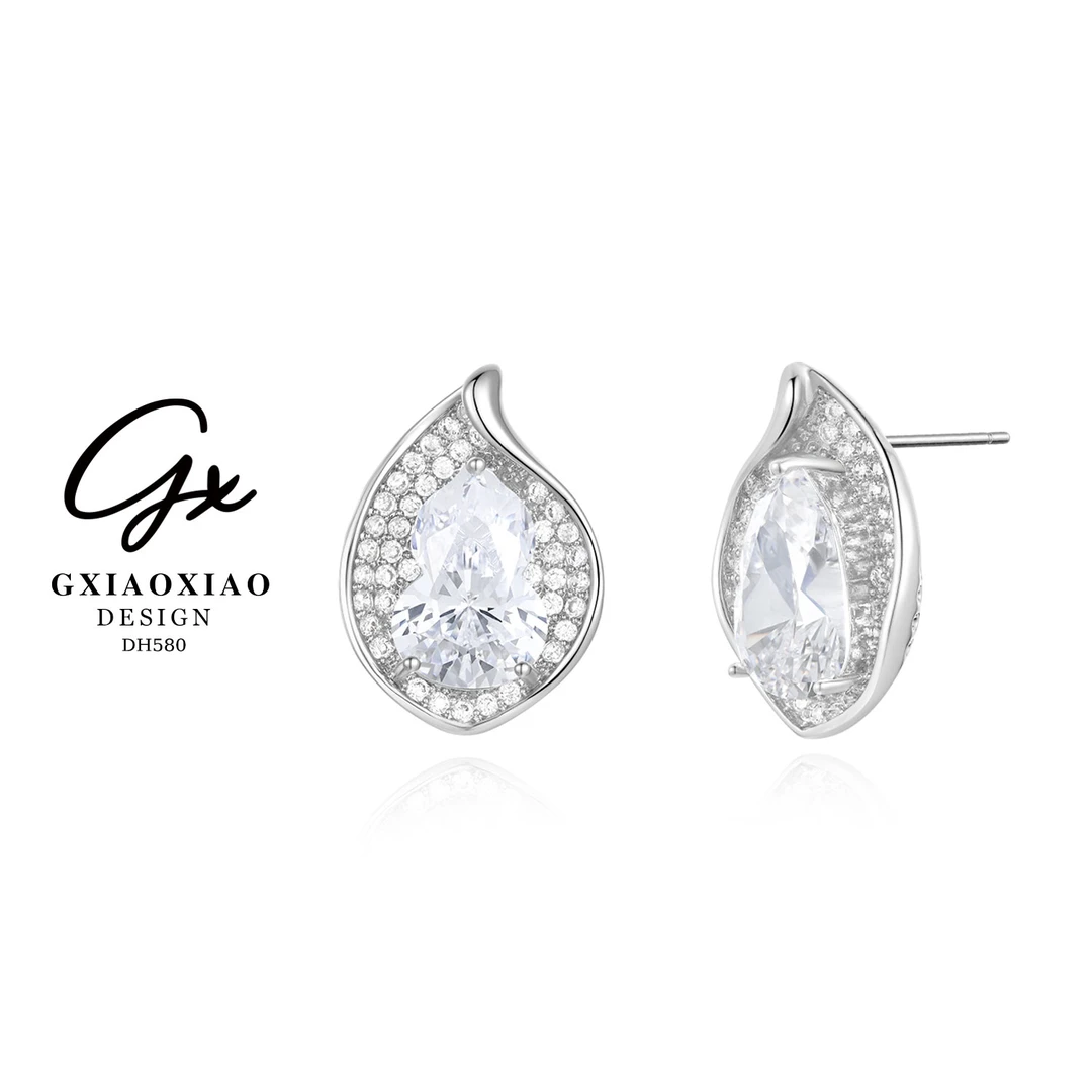 铜合金合成锆石耳饰 GXX 精致时尚气质百搭葫芦形耳环 DH580