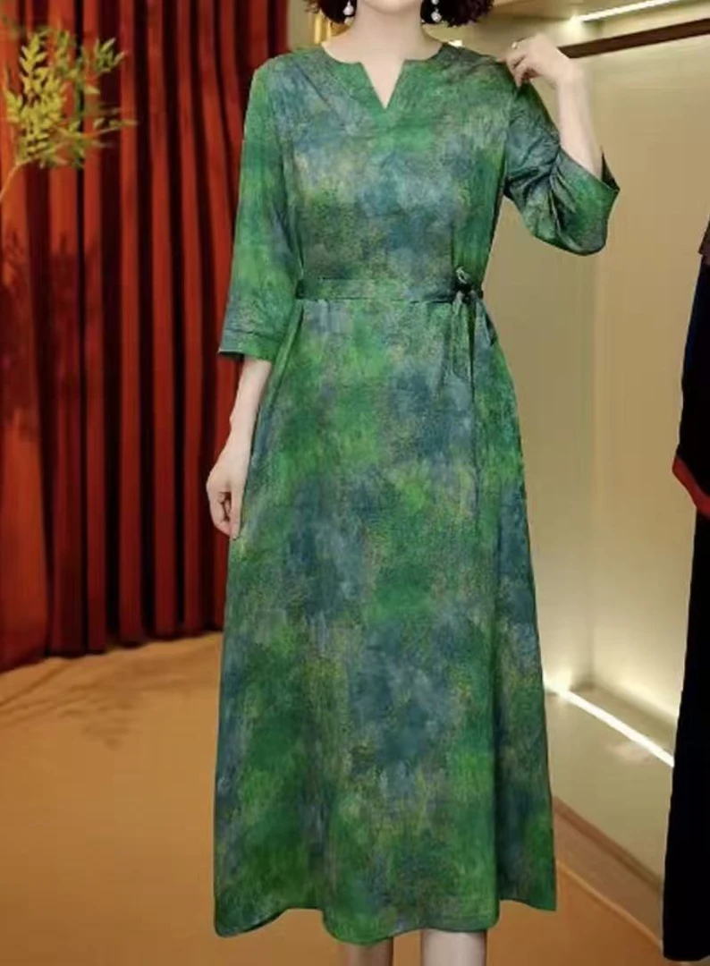 693款夏季百搭时尚简约休闲显瘦遮肉减龄连衣裙