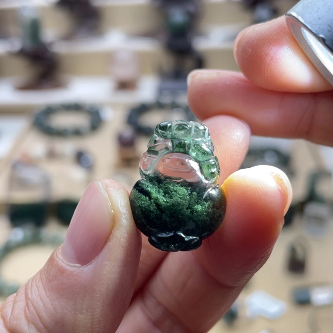 颈饰未镶嵌水晶绿幽灵聚宝盆貔貅