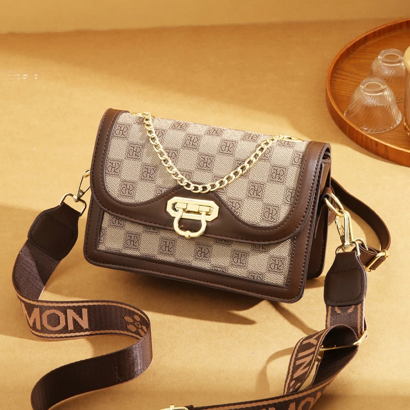 包包女包流行2025新款潮涤纶小方包时尚高级感百搭单肩斜挎包女pu