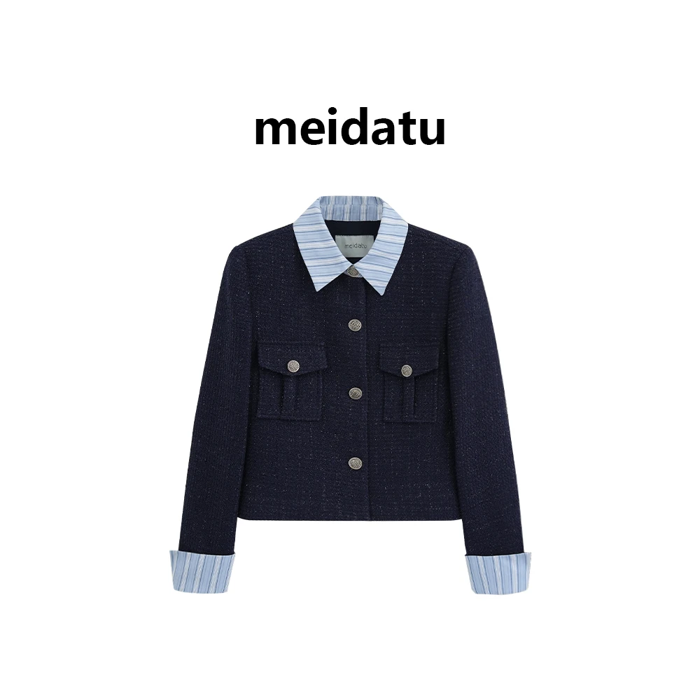 美哒兔（格恩高校）设计感亮片条纹拼接外套（小个子版）bk3760-25H