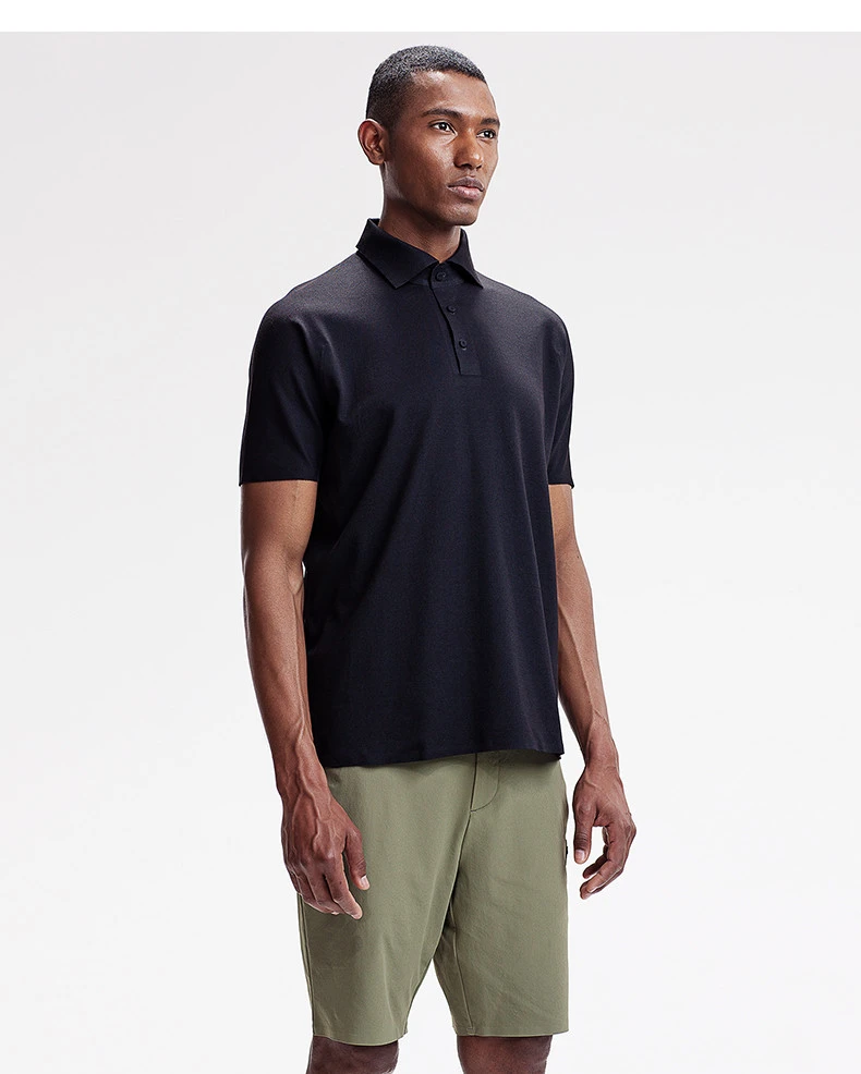 夏季新品男士无缝POLO衫商务休闲时尚舒适翻领纯色速干简约POLO衫