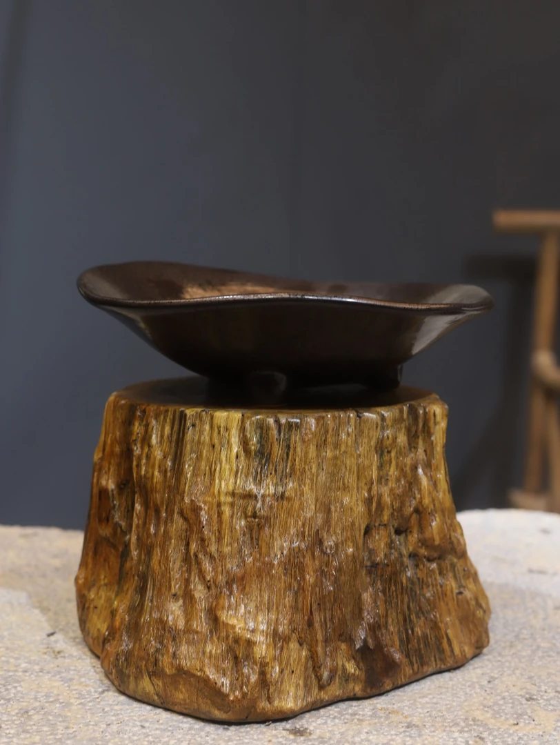 复古黑色高端水培花盆可作苔藓球底座艺术创意流泉枫红磷蕨小天使