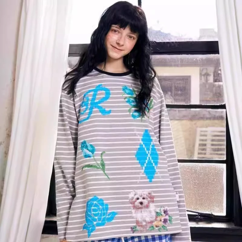 RAPHOTOS 复古费尔岛条纹印花针织长袖T恤