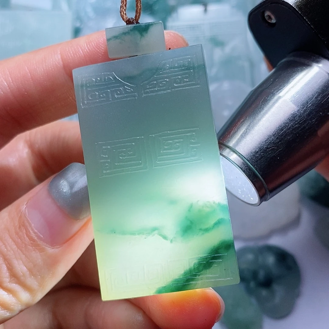 定制翡翠未镶嵌毛货付款后确认抛光