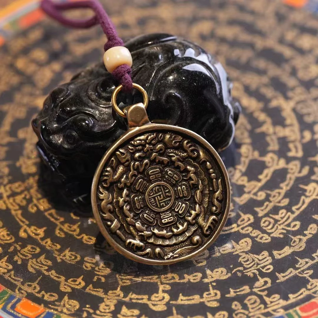 铜合金吊坠 【九宫车挂】心念手工精雕九宫牌车挂包挂ds