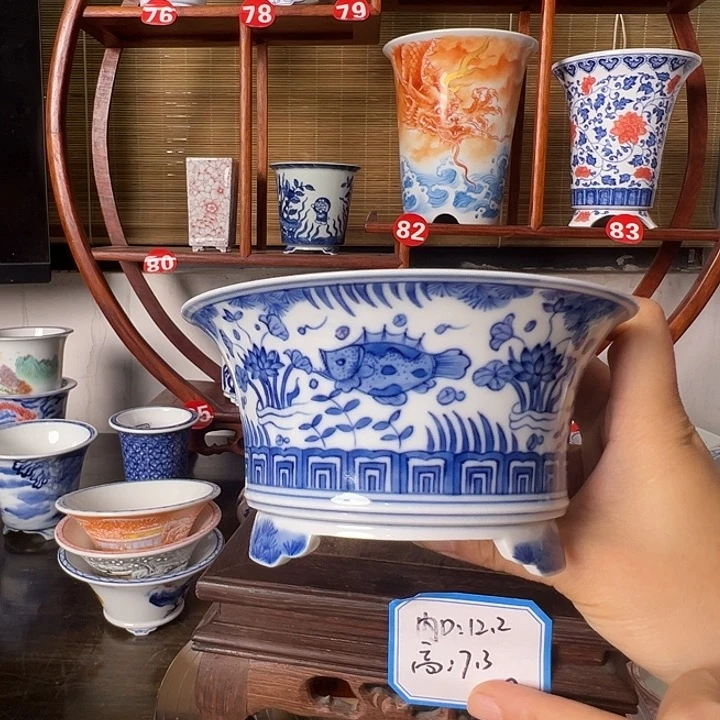 墨奈手绘陶瓷花盆