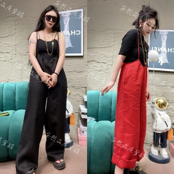 AR-原单麻背带裤