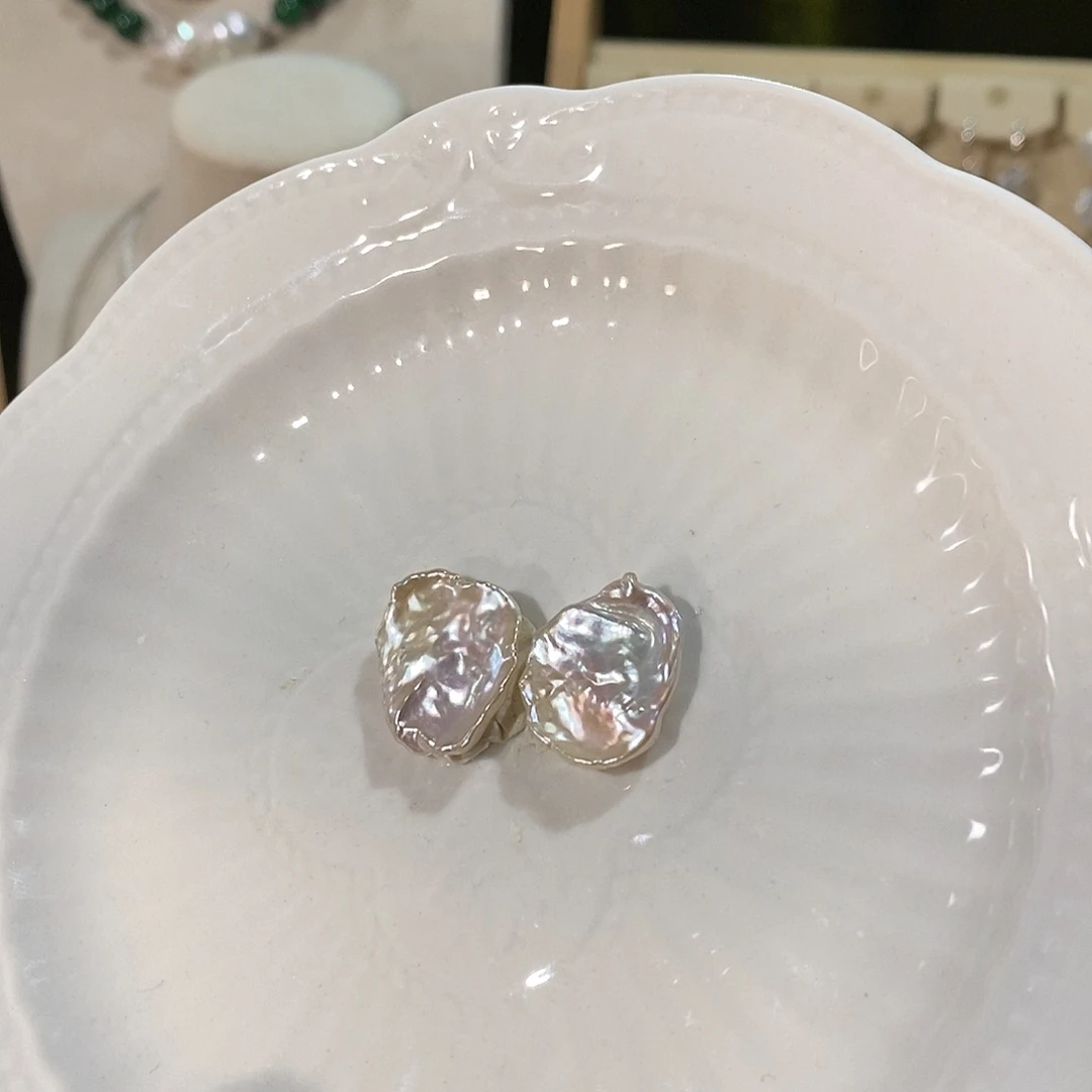 银S925镶嵌耳饰淡水珍珠