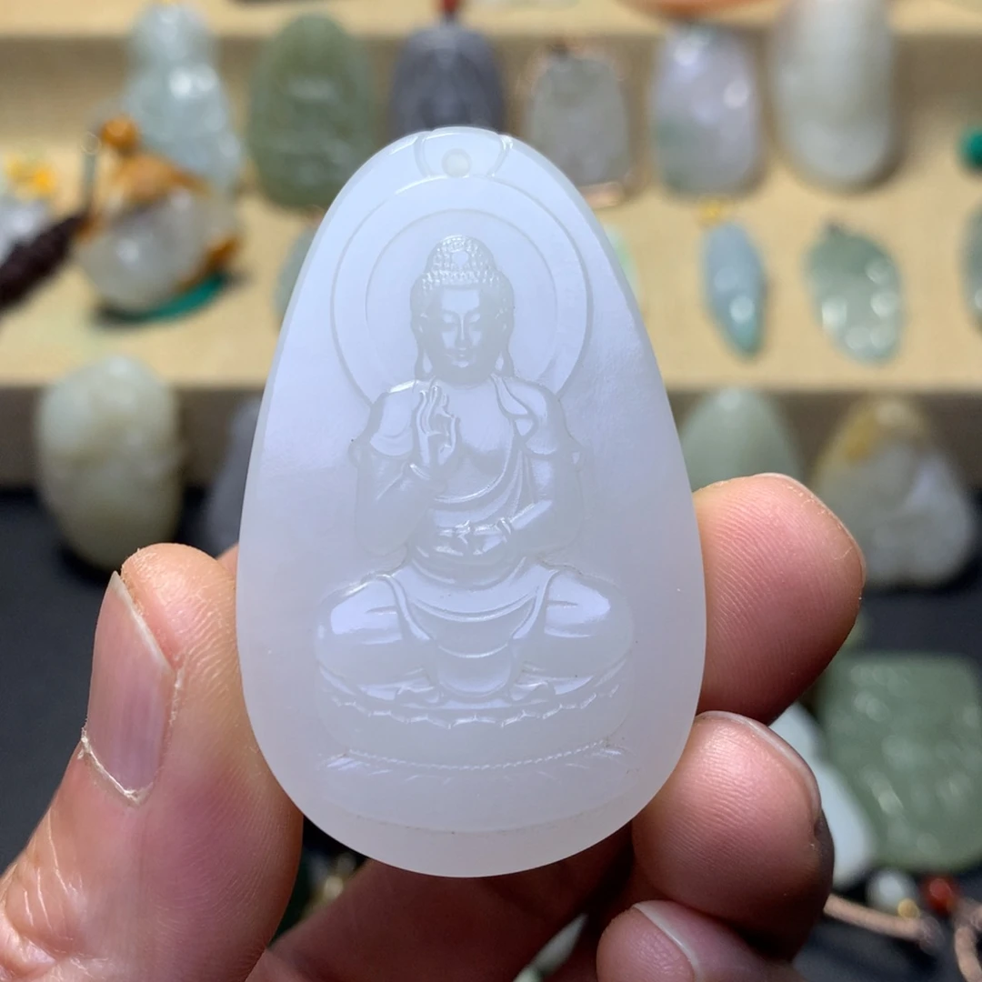 颈饰未镶嵌和田玉阿弥陀佛生肖狗猪本命守护