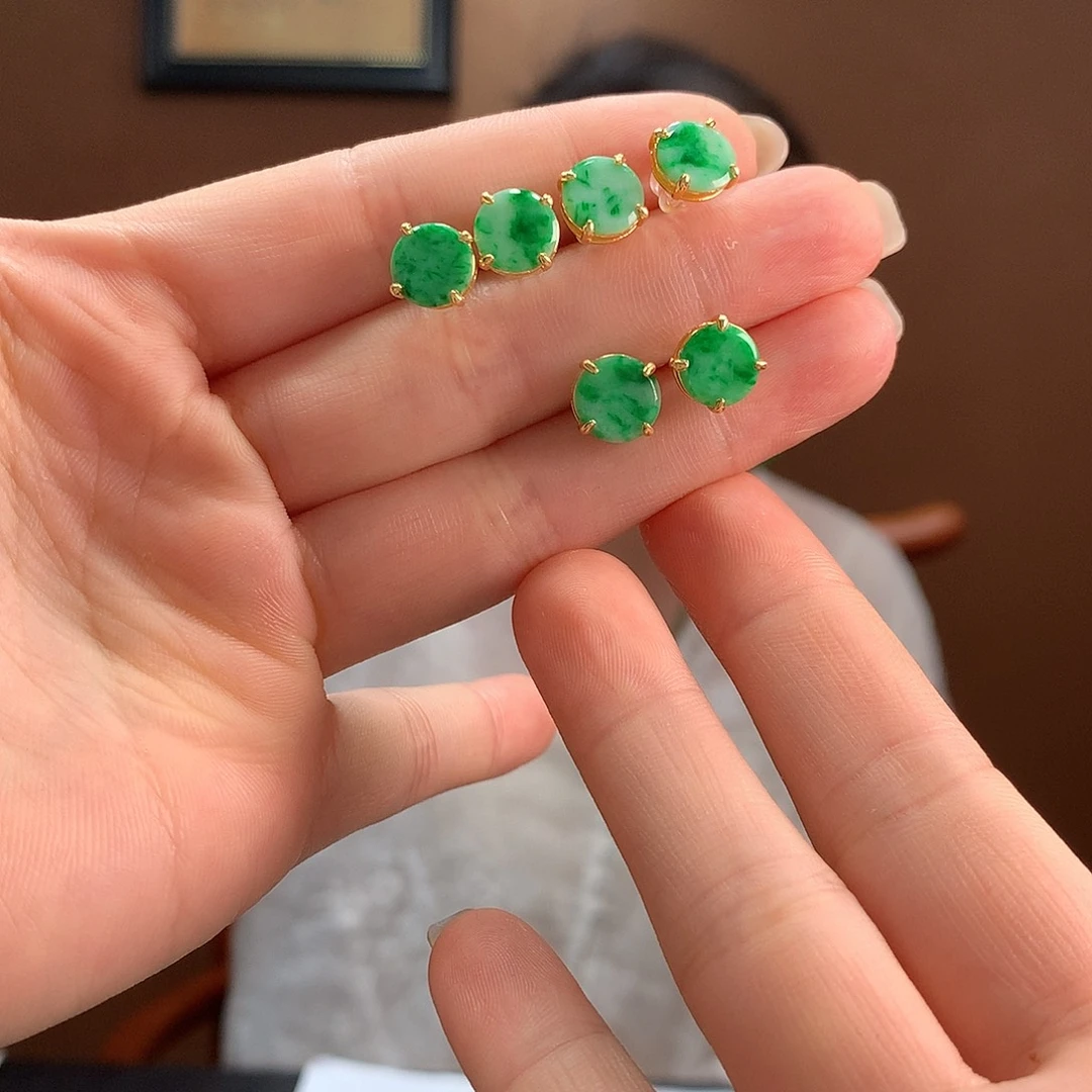 翡翠银S925镶嵌耳饰耳饰多样性发1副