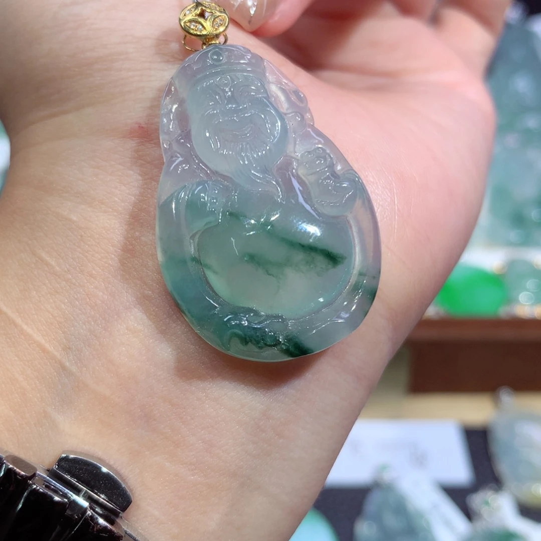 吊坠(不含链)18K金镶嵌翡翠