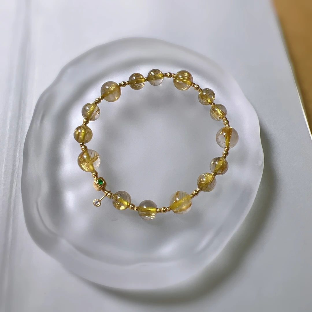 【扶摇叙珠宝】18k金镶嵌 金发晶手串原创设计轻奢百搭