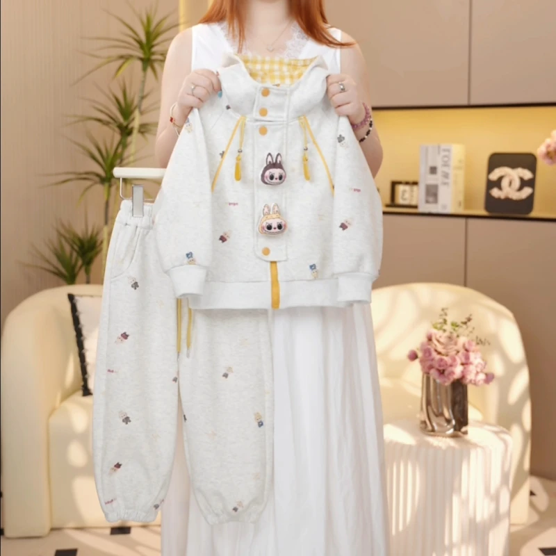 【糖宝魔豆】女童早秋装套装2025新款秋季女孩卡通洋气连帽运动外套