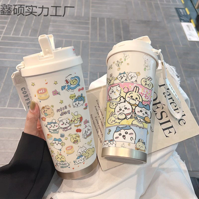 简约可爱咖啡水杯2025新款保温杯316不锈钢高颜值便携双饮吸管杯
