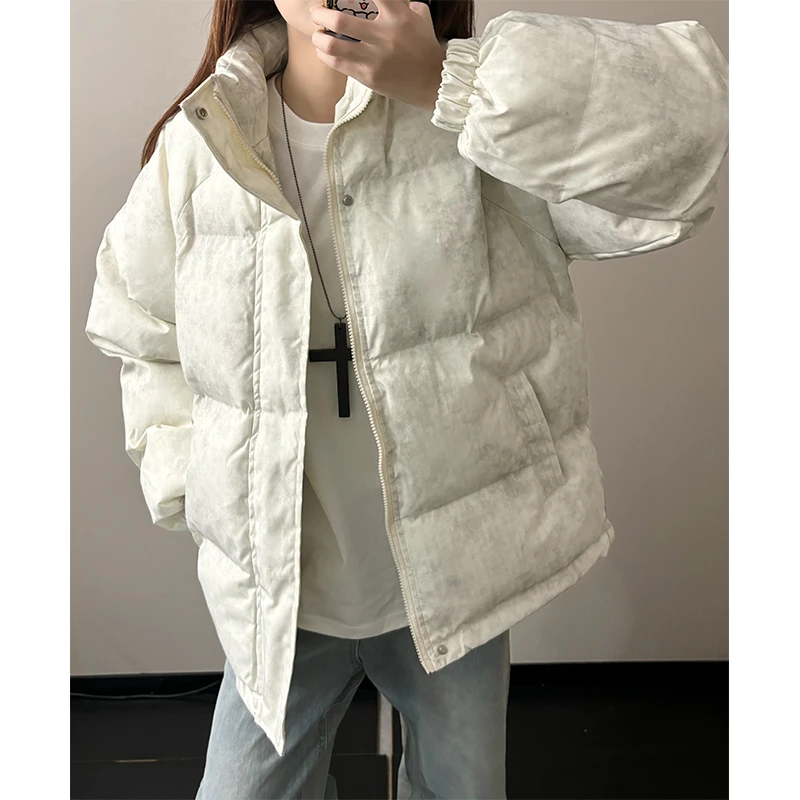 立领防风扎染棉服外套男女秋冬季潮牌cleanfit面包服宽松加厚棉衣