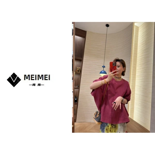 XMM.【后背纽扣百分百亚麻短袖】时尚百搭潮流大宽松休闲HB66817282