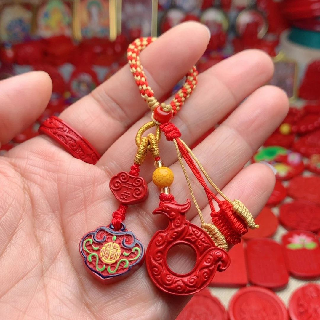 天然辰砂工艺品朱砂钥匙扣包包挂